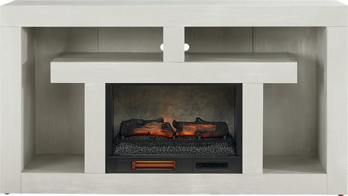 Brookland Park Light Gray 66 in. Console with Electric Log Fireplace
