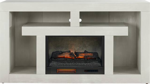 Brookland Park Light Gray 66 in. Console with Electric Log Fireplace - Thumbnail - Image 1
