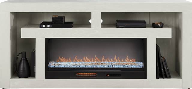 Brookland Park Light Gray 80 in. Console with Electric Fireplace - Thumbnail - Image 2
