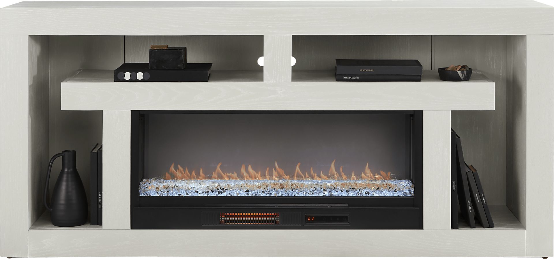 Brookland Park Light Gray 80 in. Console with Electric Fireplace - Image 2