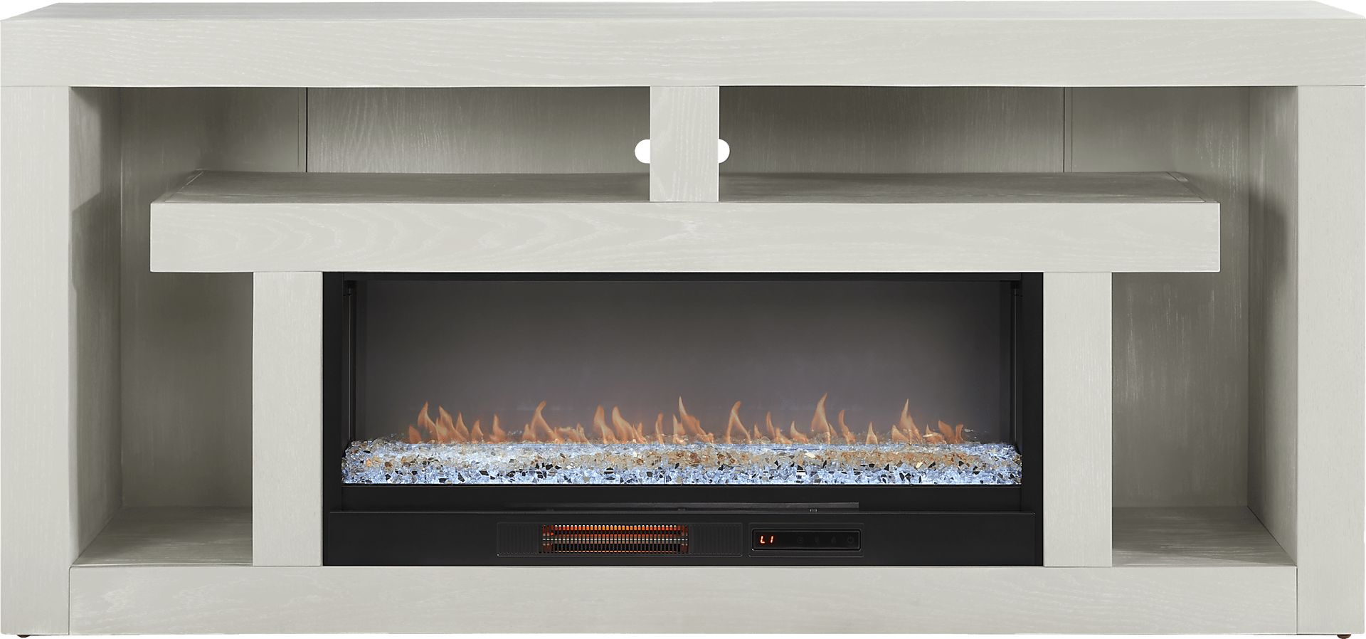 Brookland Park Light Gray 80 in. Console with Electric Fireplace - Image 1
