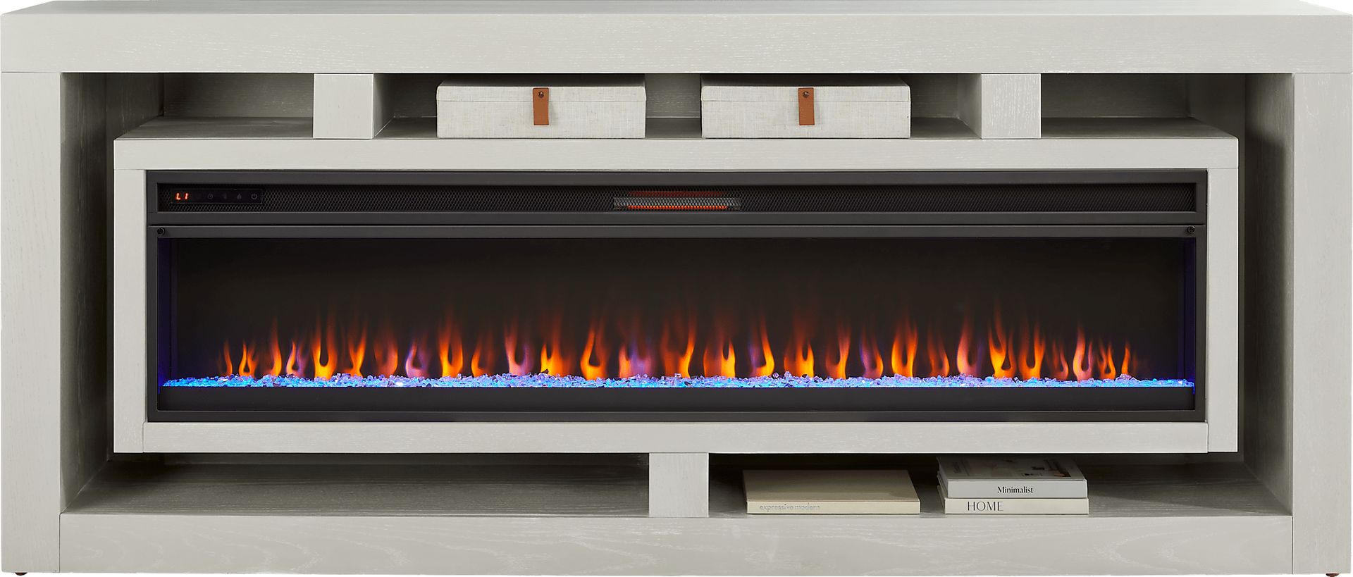 Brookland Park Light Gray 91 in. Console with Electric Fireplace - Image 2