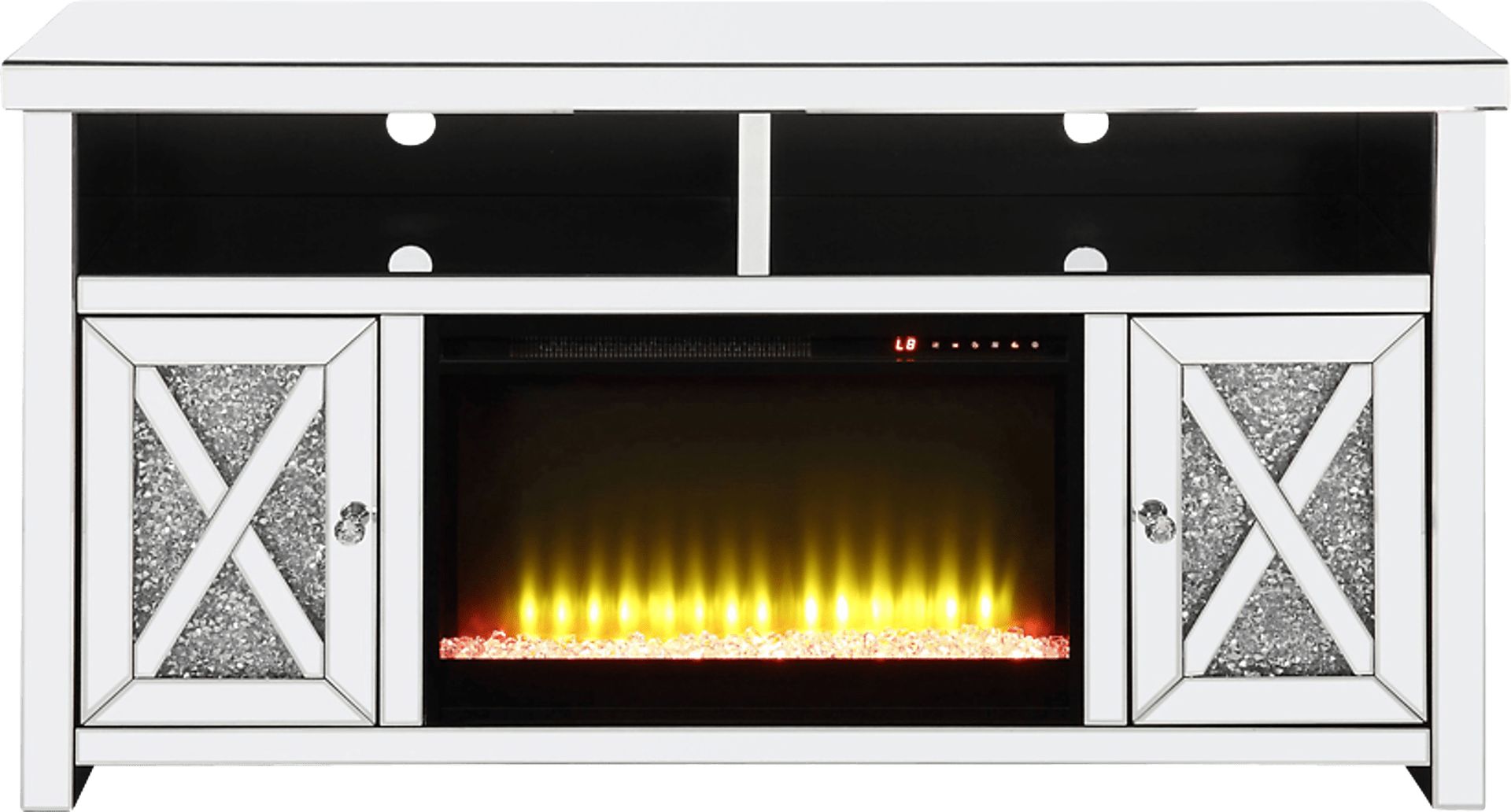 Brookley Silver 59 in. Console, With Electric Fireplace - Image 1