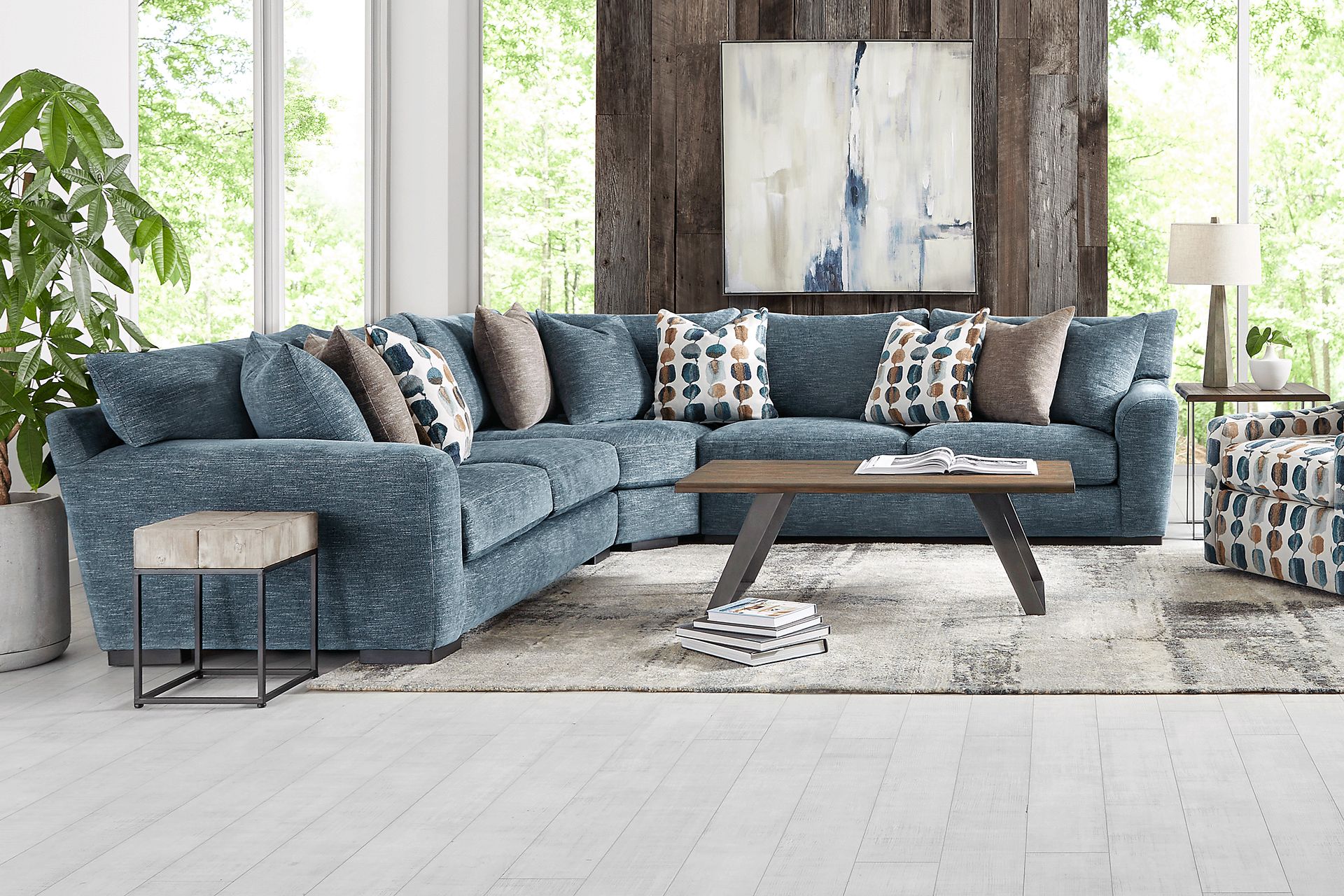 Brooklyn Gardens Blue 3pc Sectional - Image 2