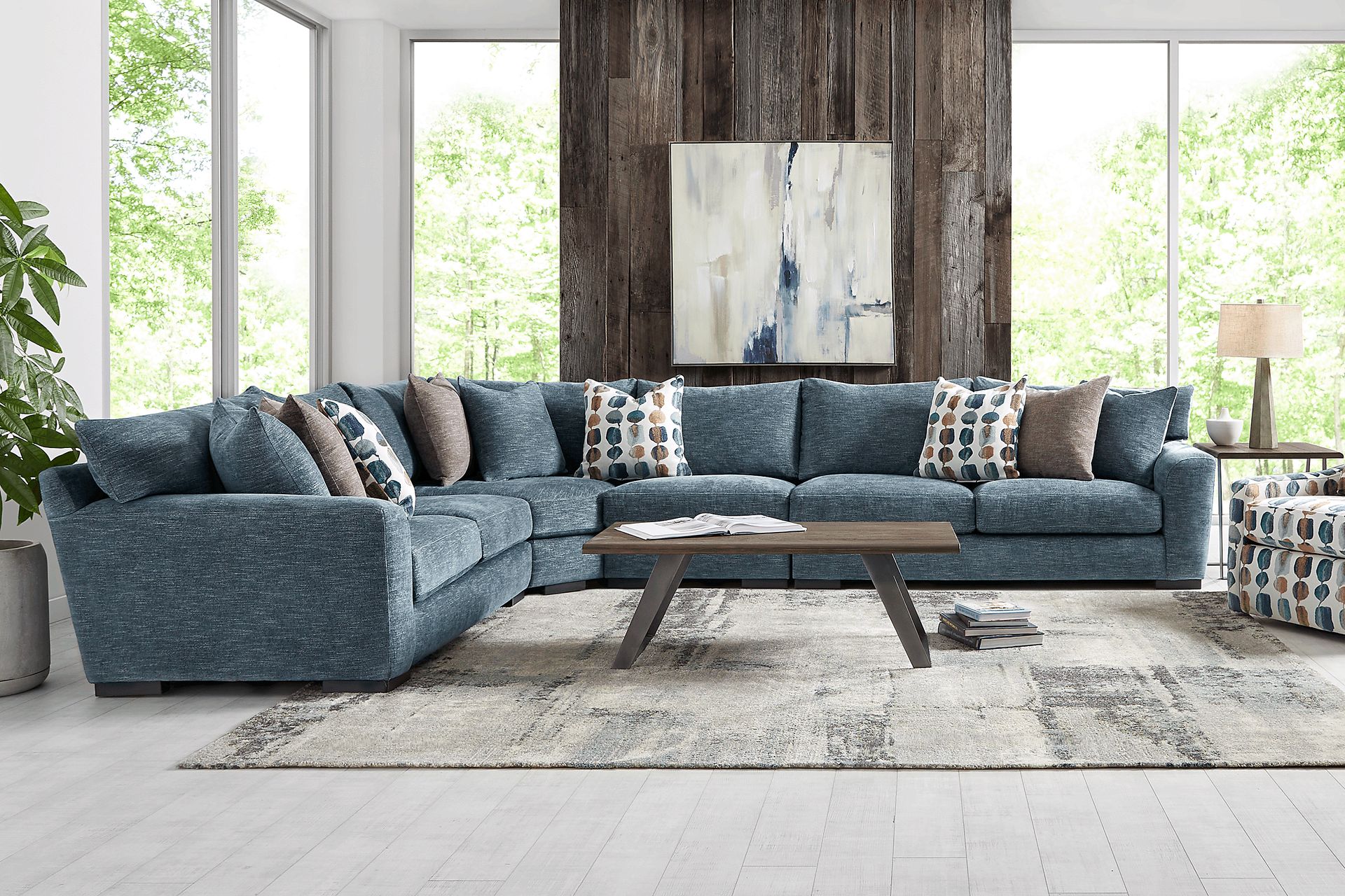 Brooklyn Gardens Blue 7 Pc Sectional Living Room - Image 1