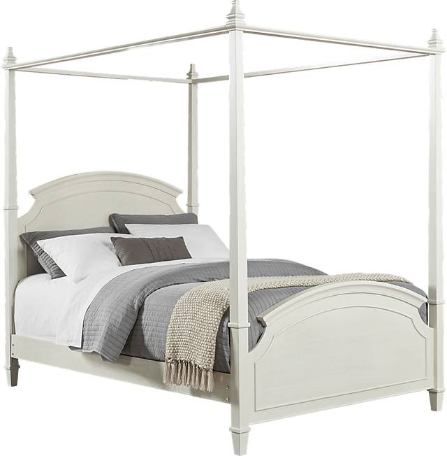 Brooklyn Lane White 4 Pc Full Canopy Bed - Thumbnail - Image 1