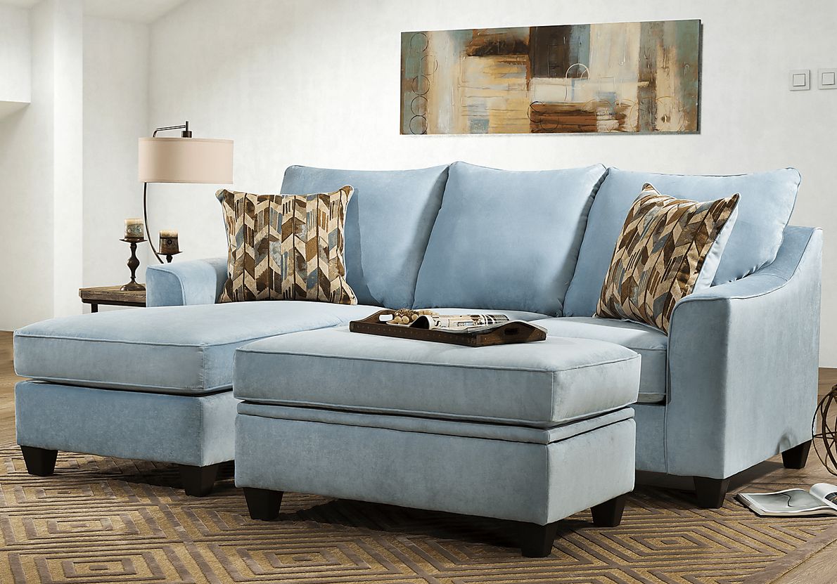 Brooksville Spa Blue 3 Pc Sectional Living Room Rooms To Go