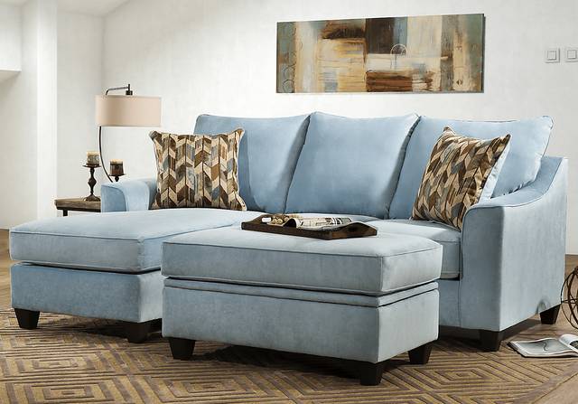 Brooksville Spa Blue 3 Pc Sectional Living Room - Thumbnail - Image 1