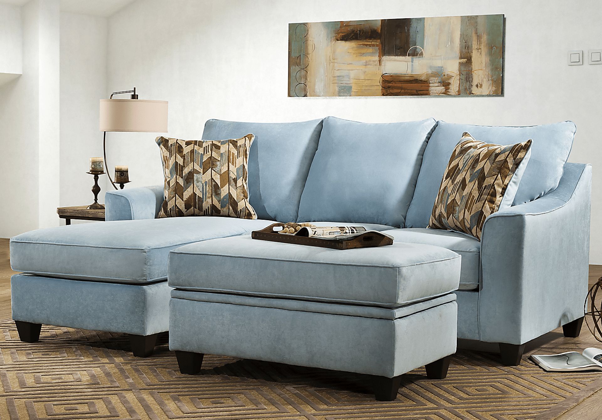 Brooksville Spa Blue 3 Pc Sectional Living Room - Image 1