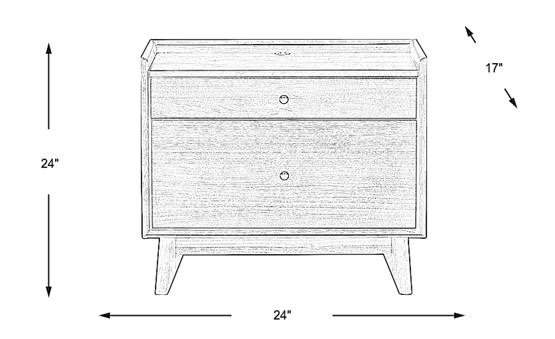 Broxbern Walnut 2 Drawer Nightstand