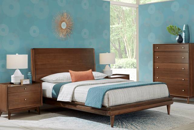 Broxbern Walnut 5 Pc Queen Platform Bedroom - Thumbnail - Image 1
