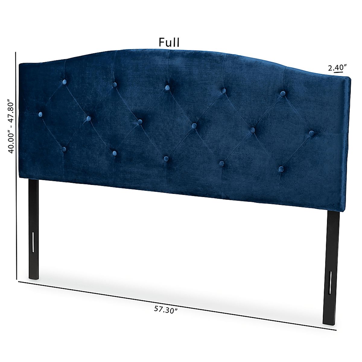 Broxbourne Navy Blue Velvet Plush Full Headboard Rooms to Go