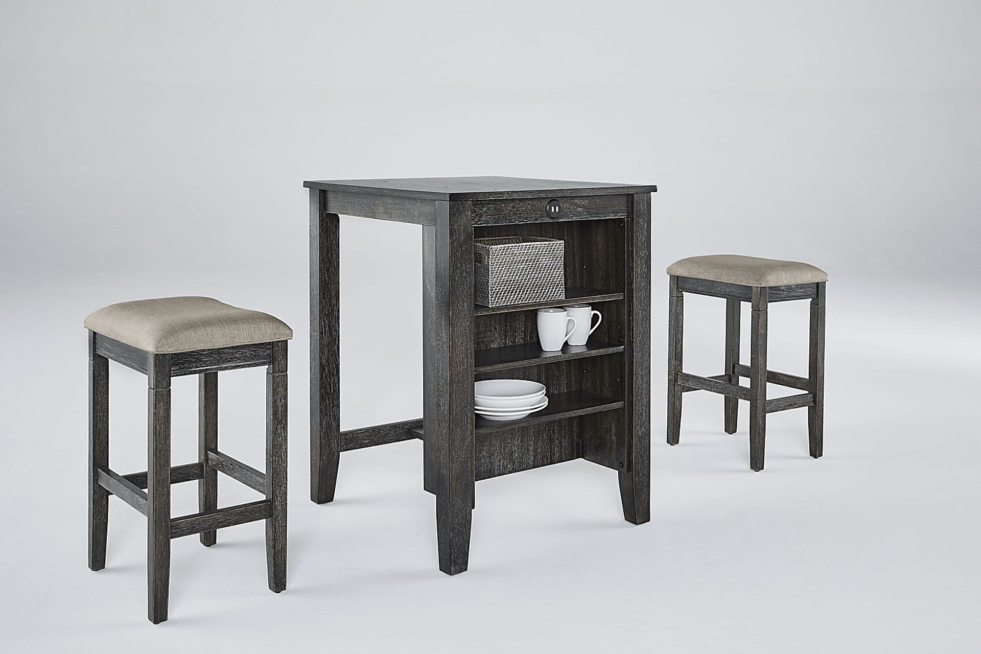 Brozio Black Counter Table with 2 Stools - Image 2