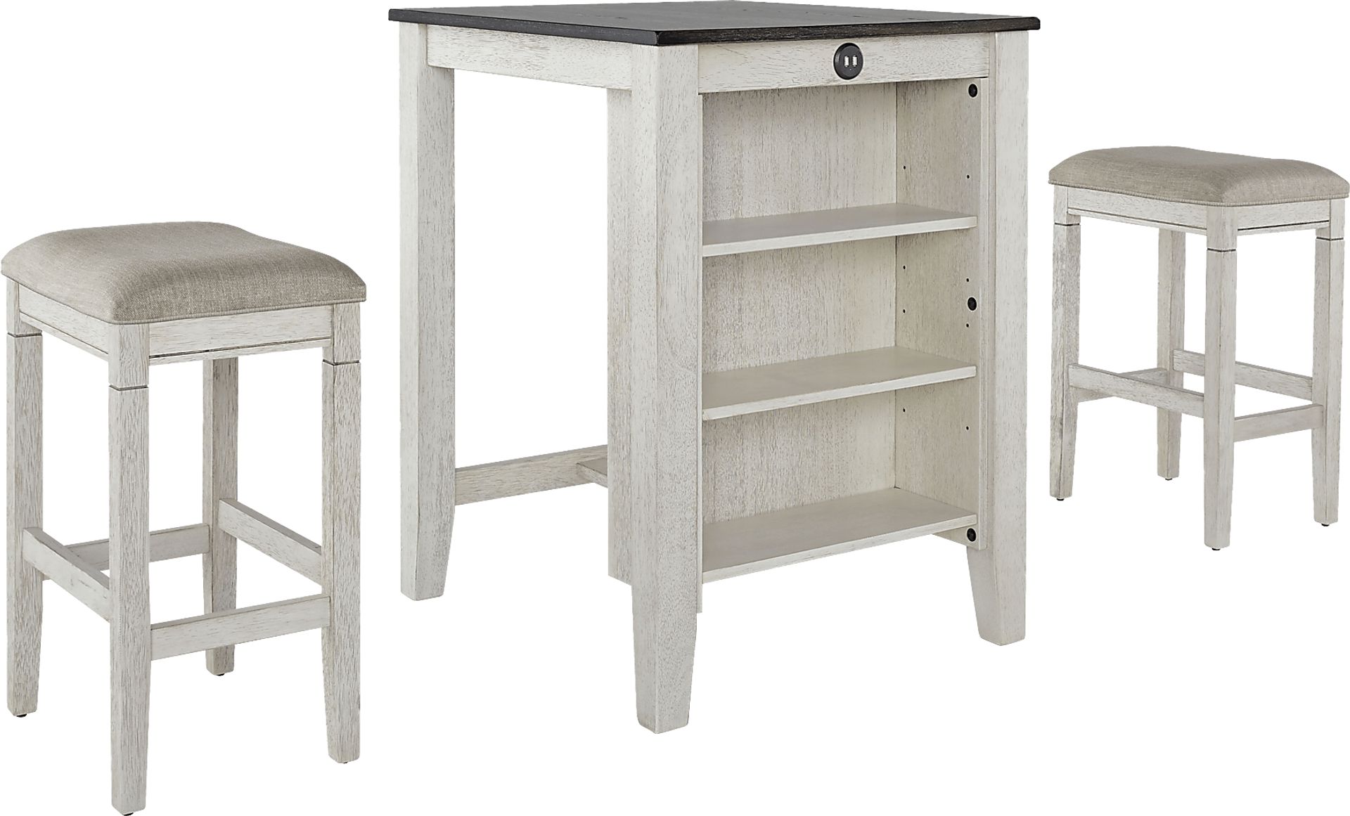 Brozio White Counter Table with 2 Stools - Image 1