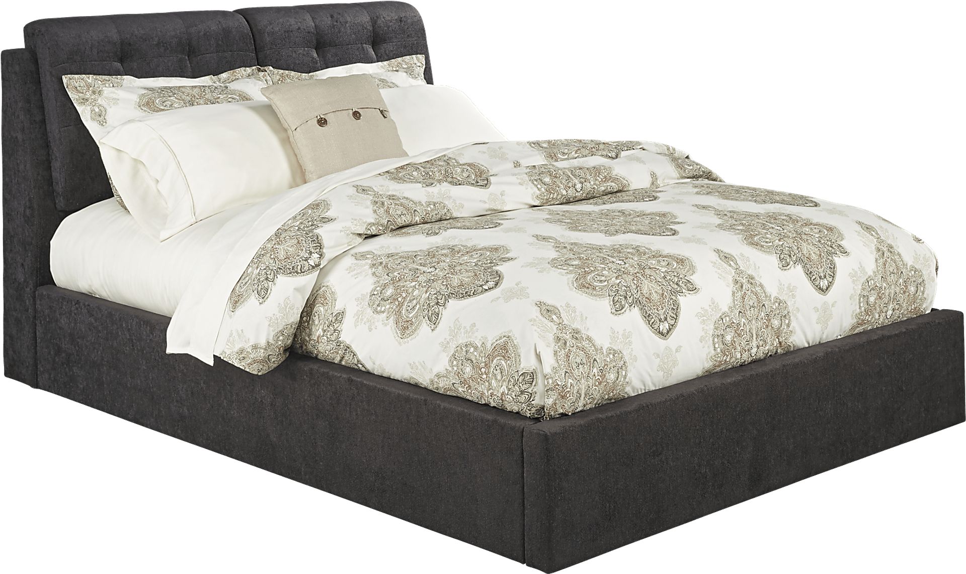 Brunetti Black 3 Pc King Upholstered Bed with Storage Headboard - Image 1