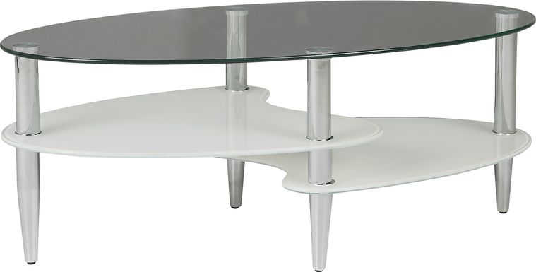 Gough Oval Coffee Table with Bottom Shelf in Cappuccino - Shop for