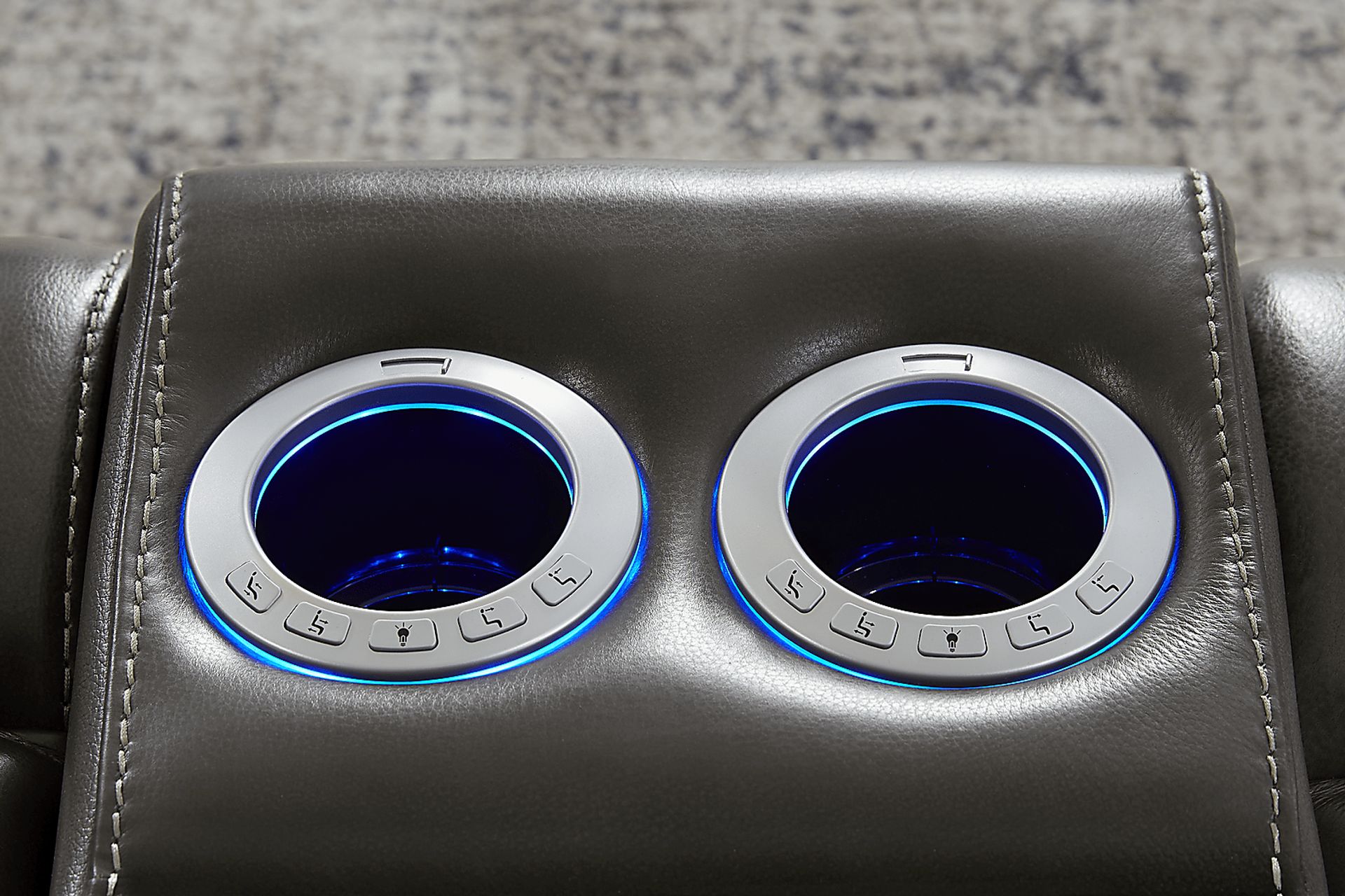 Brunswick Dark Gray Leather 3 Pc Dual Power Reclining Sectional - Image 12