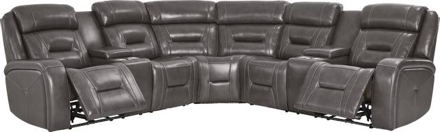 Brunswick Dark Gray Leather 6 Pc Dual Power Reclining Sectional Living Room - Thumbnail - Image 5