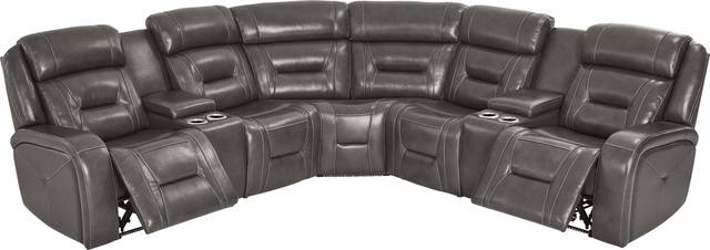 Brunswick Dark Gray Leather 6 Pc Dual Power Reclining Sectional Living Room - Thumbnail - Image 6