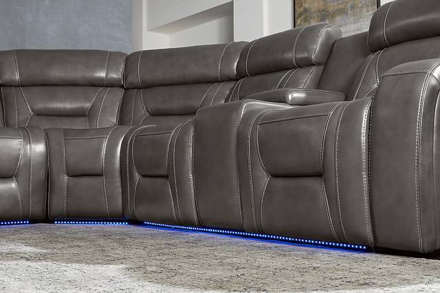 Brunswick Dark Gray Leather 6 Pc Dual Power Reclining Sectional Living Room - Thumbnail - Image 8
