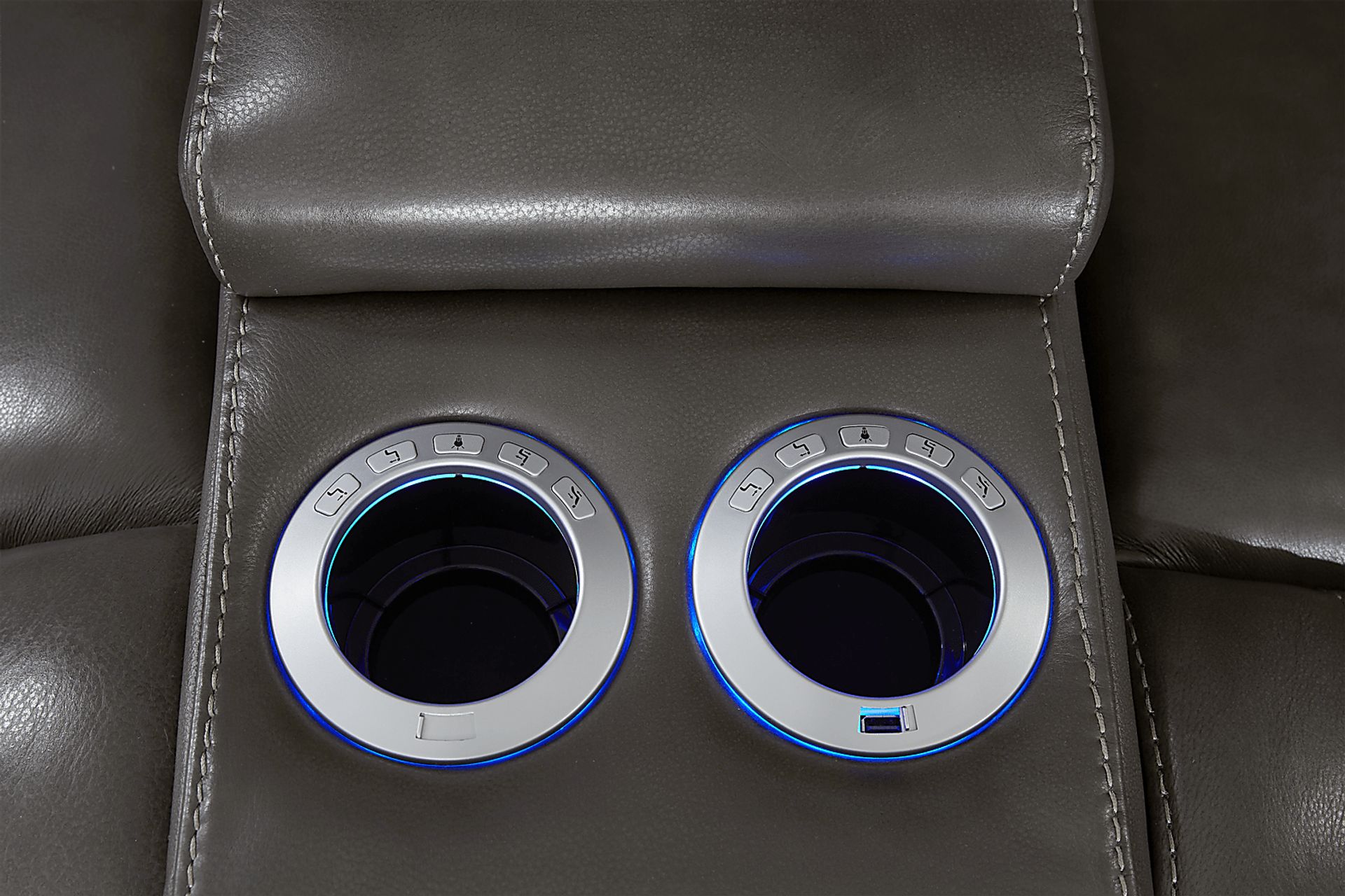 Brunswick Dark Gray Leather 3 Pc Dual Power Reclining Sectional - Image 10