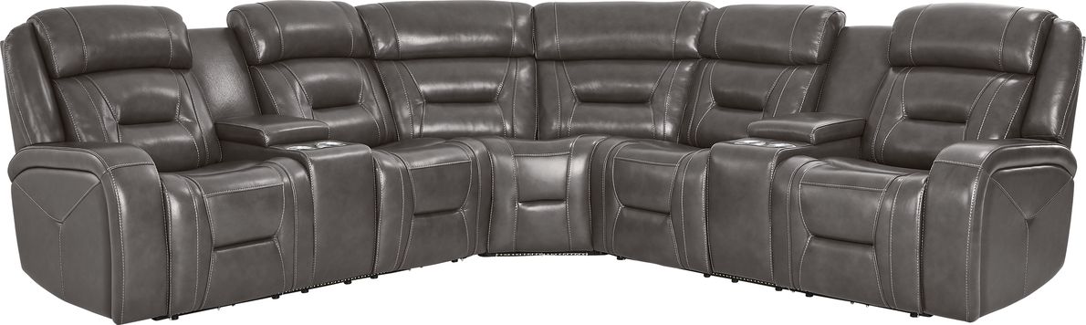 Brunswick Leather 3 Pc Dual Power Reclining Sectional