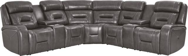 Brunswick Dark Gray Leather 6 Pc Dual Power Reclining Sectional Living Room - Thumbnail - Image 2