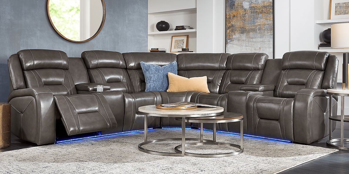 Brunswick 6 Pc Leather Dual Power Reclining Sectional Living Room