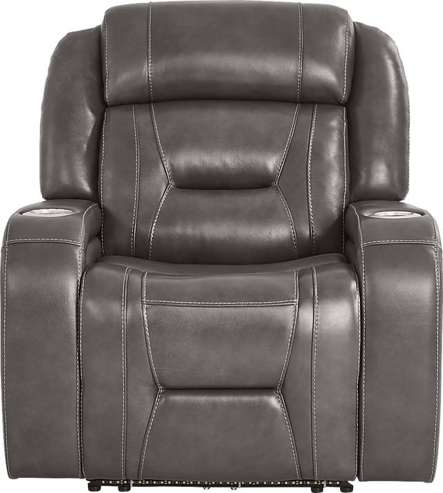 Brunswick Dark Gray Leather Dual Power Recliner - Thumbnail - Image 2