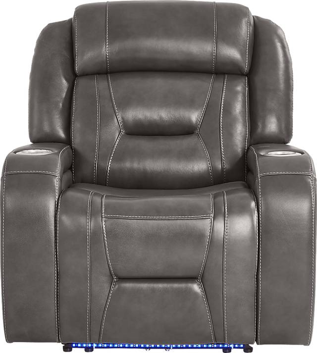 Brunswick Dark Gray Leather Dual Power Recliner - Thumbnail - Image 3