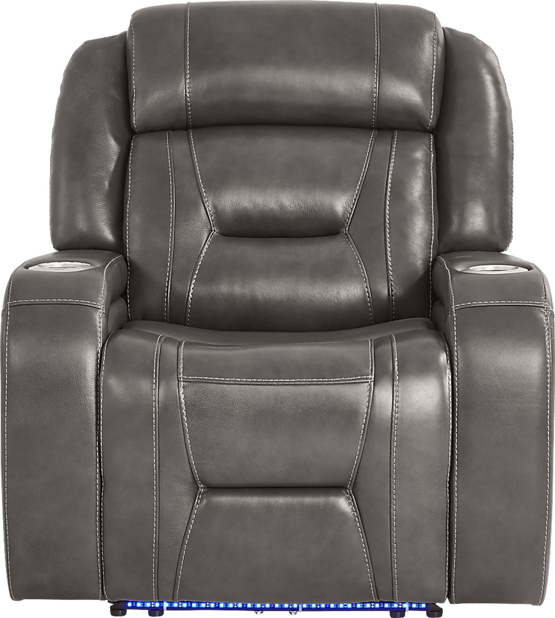 Brunswick Dark Gray Leather Dual Power Recliner - Image 4