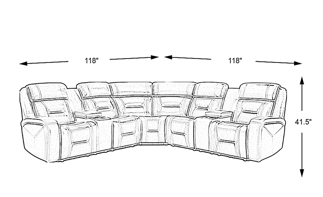 Brunswick Leather 3 Pc Dual Power Reclining Sectional