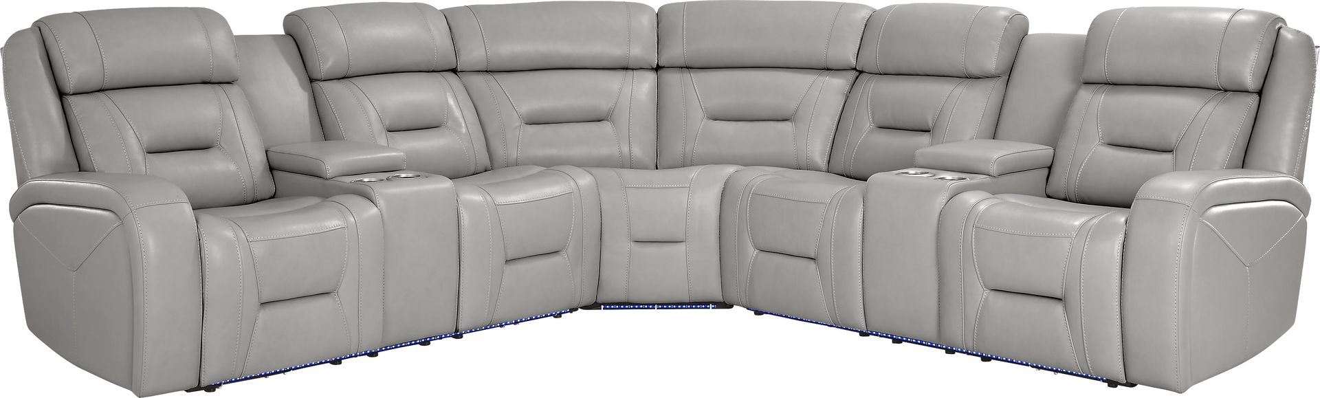 Brunswick Light Gray Leather 6 Pc Dual Power Reclining Sectional Living Room - Image 3
