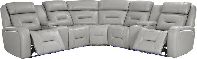 Brunswick Light Gray Leather 6 Pc Dual Power Reclining Sectional Living Room - Thumbnail - Image 5