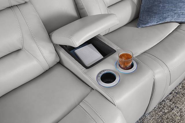 Brunswick Light Gray Leather 6 Pc Dual Power Reclining Sectional Living Room - Thumbnail - Image 9