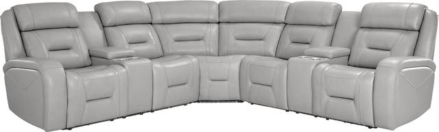 Brunswick Light Gray Leather 6 Pc Dual Power Reclining Sectional Living Room - Thumbnail - Image 2