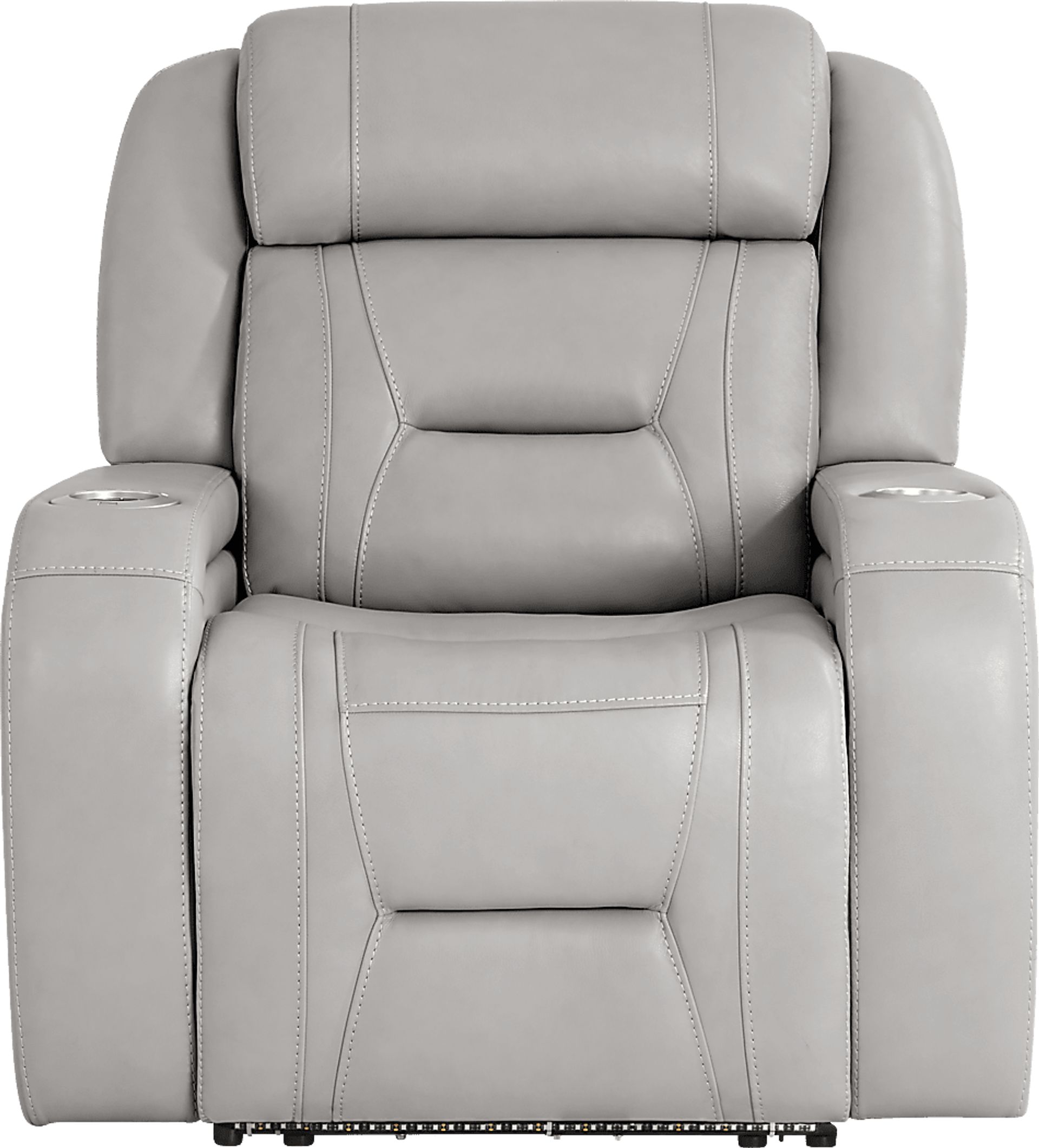Brunswick Light Gray Leather Dual Power Recliner - Image 2