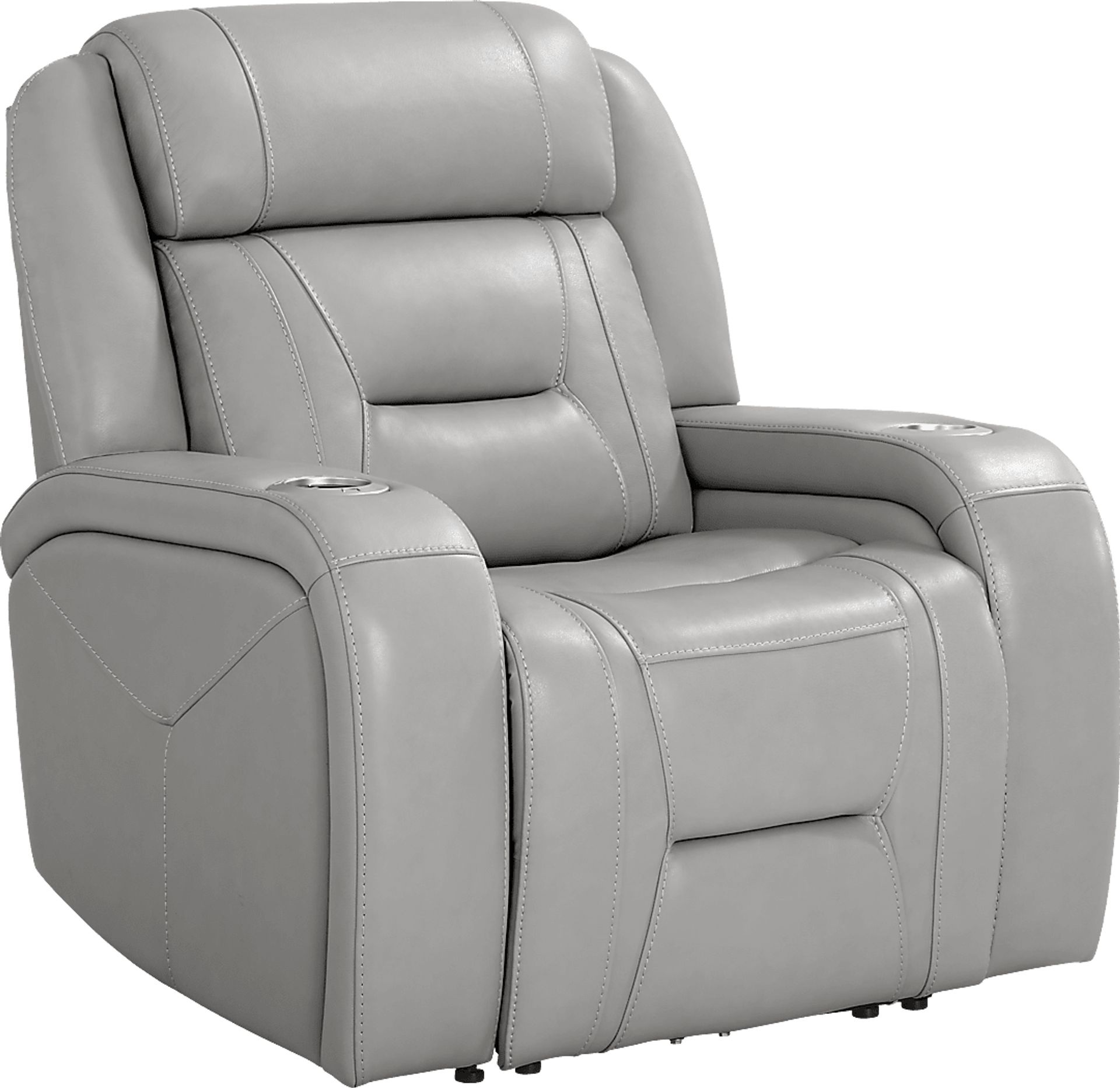 Brunswick Light Gray Leather Dual Power Recliner - Image 3