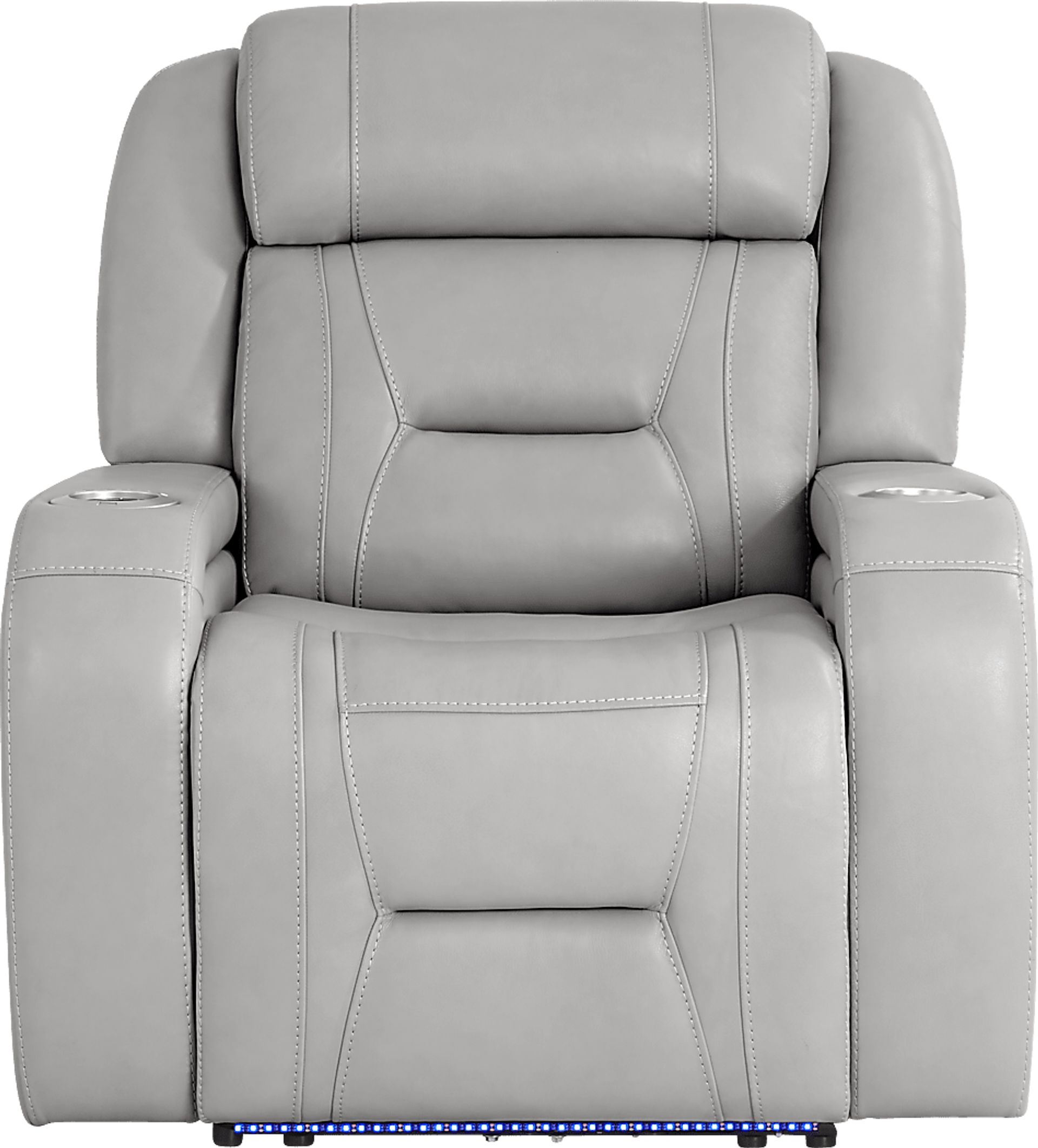 Brunswick Light Gray Leather Dual Power Recliner - Image 4