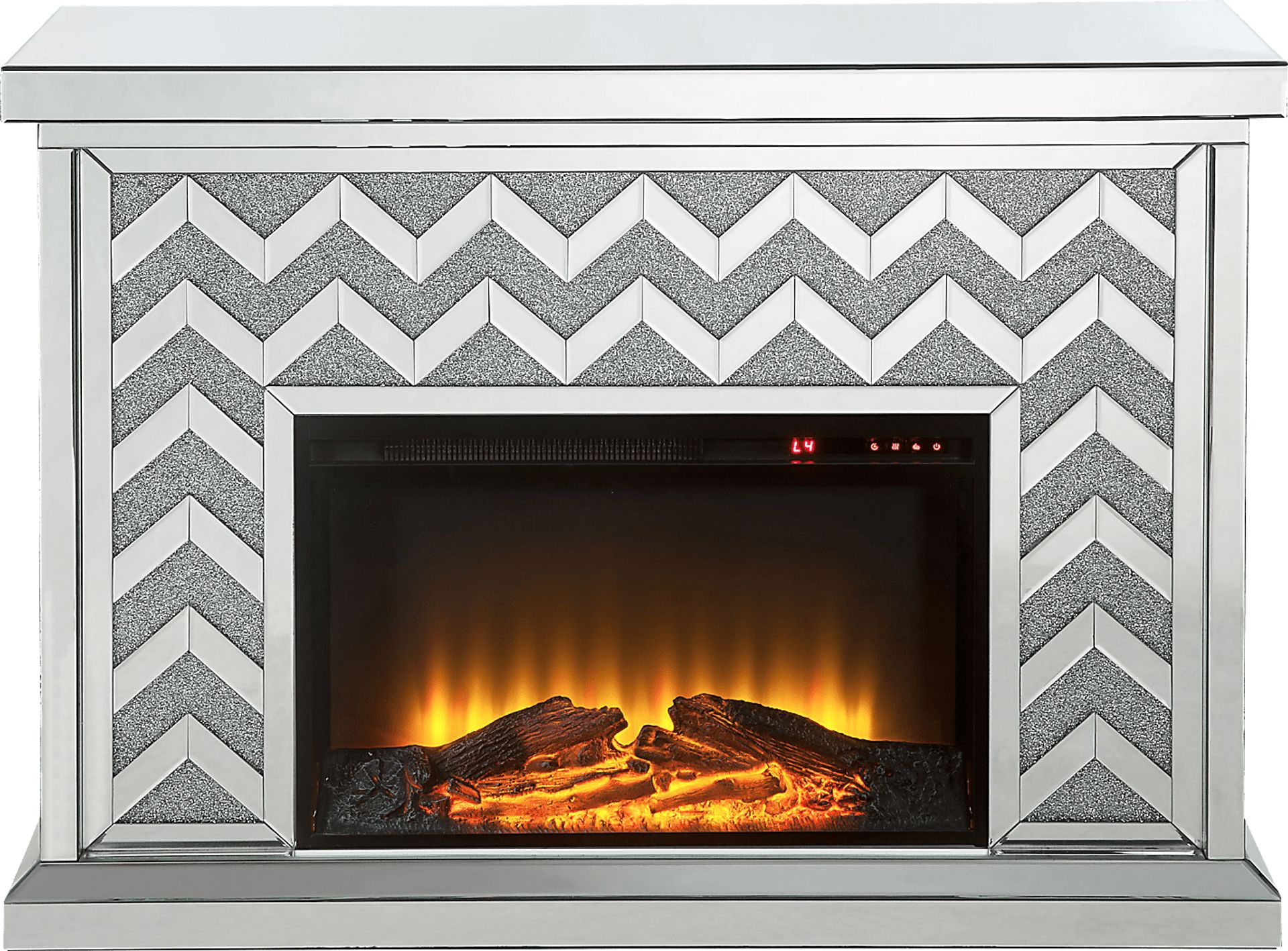Brushlake Silver 48 in. Console, With Electric Fireplace - Image 1