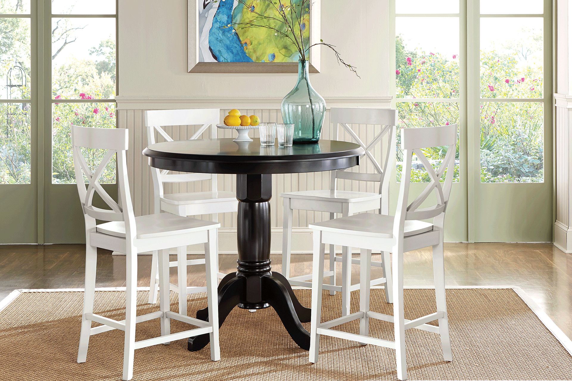 Brynwood Black 5 Pc Counter Height Dining Set with White Stools - Image 1