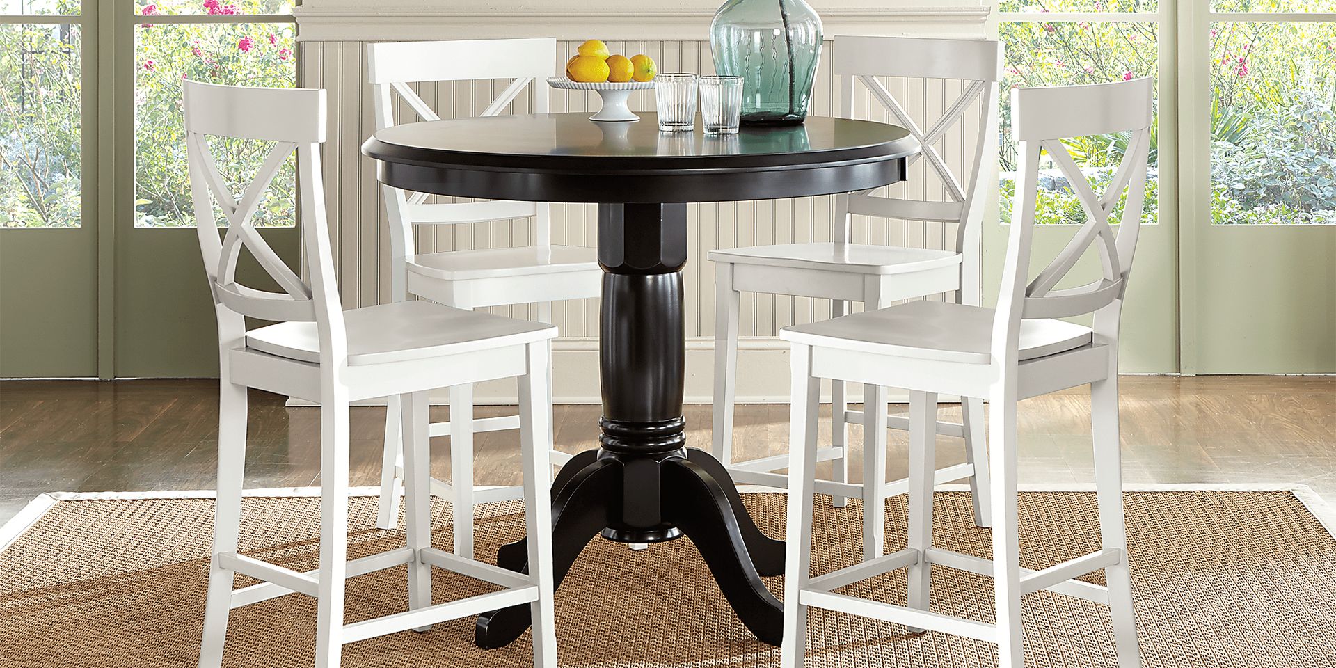 Brynwood Black 5 Pc Counter Height Dining Set with White Stools - Image 1