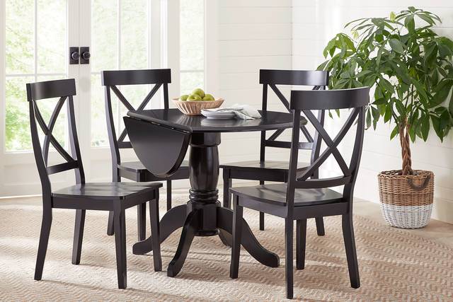 Brynwood Black 5 Pc Drop Leaf Dining Set with Black Chairs - Thumbnail - Image 1