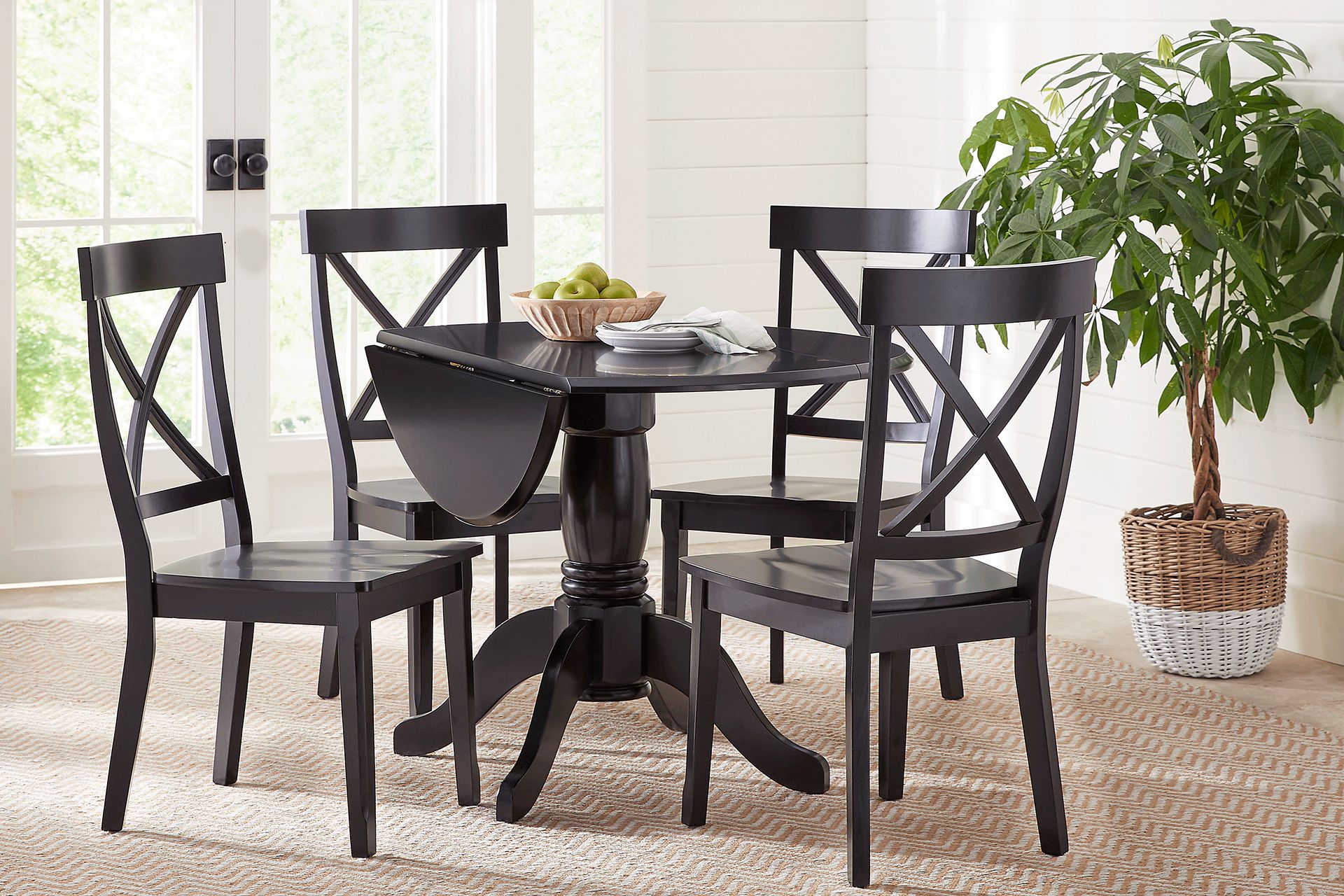 Brynwood Black 5 Pc Drop Leaf Dining Set with Black Chairs - Image 1