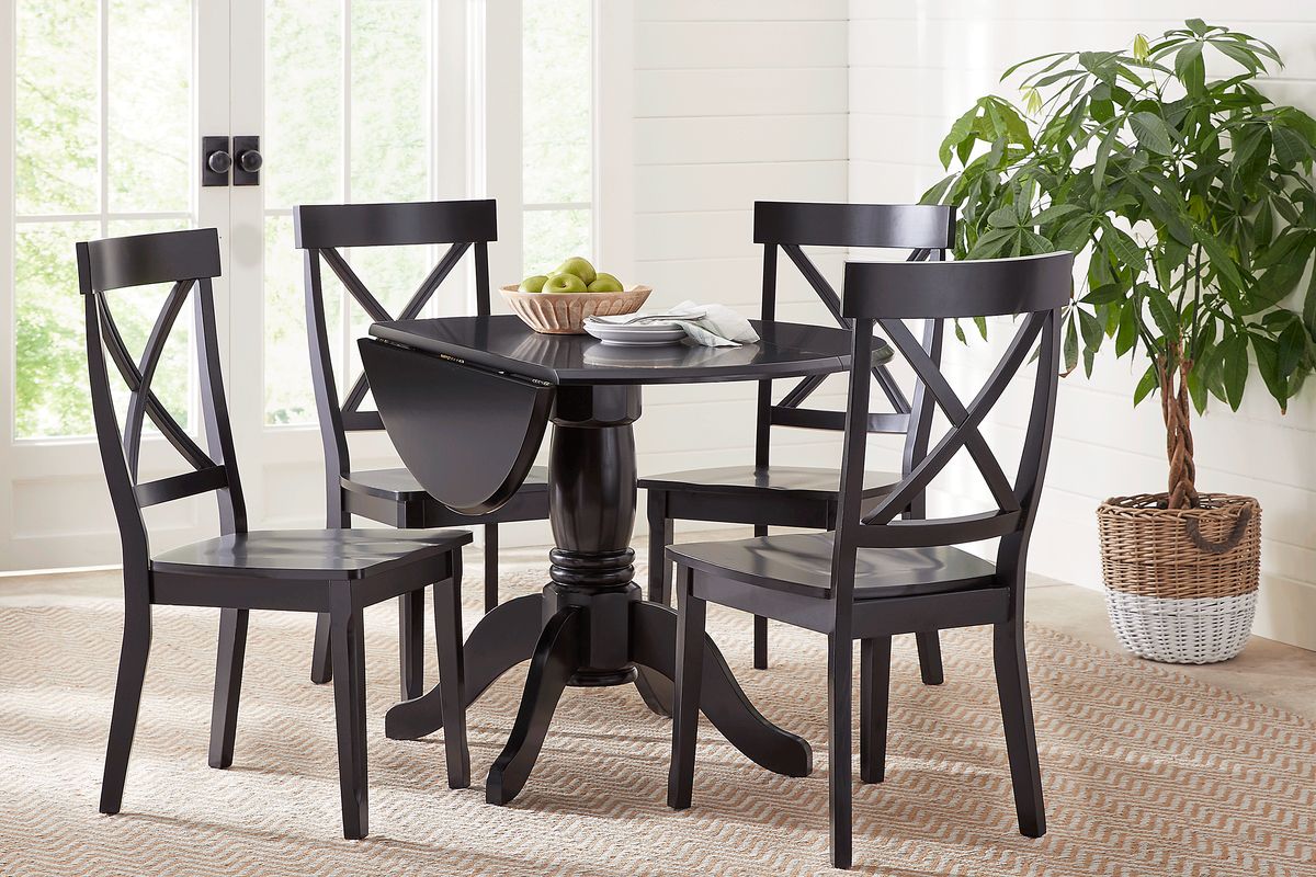 Brynwood 5 Pc Black Black,Colors Dining Room Set With Drop Leaf Dining