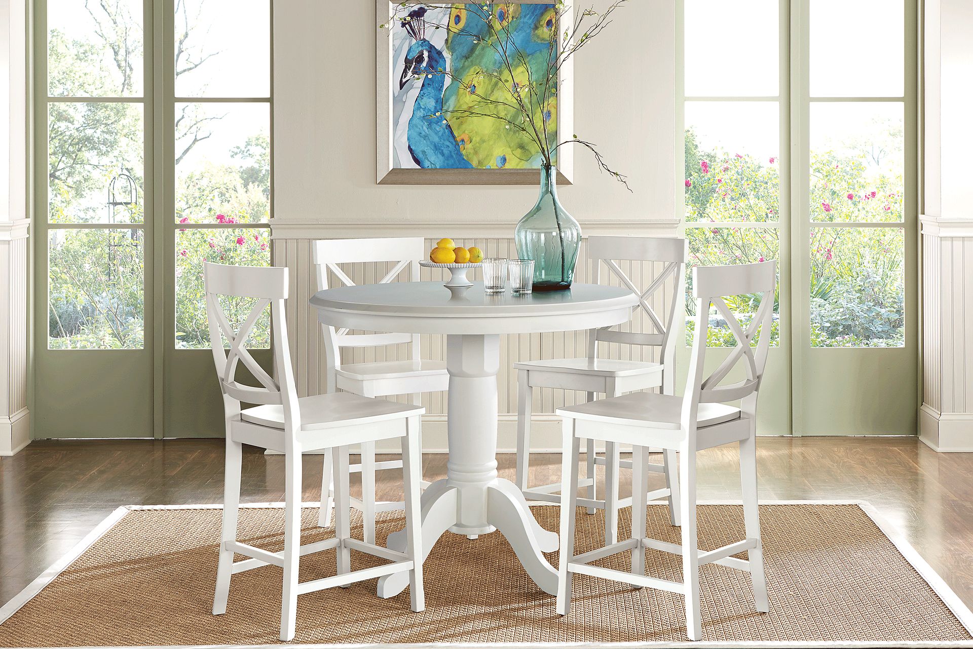 Brynwood White 5 Pc Counter Height Dining Set with White Stools - Image 1