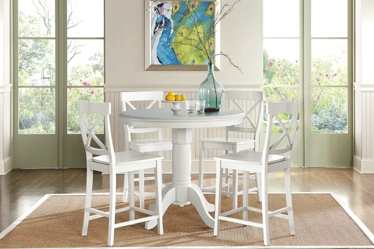 Brynwood 5 Pc White Colors White Dining Room Set With Counter