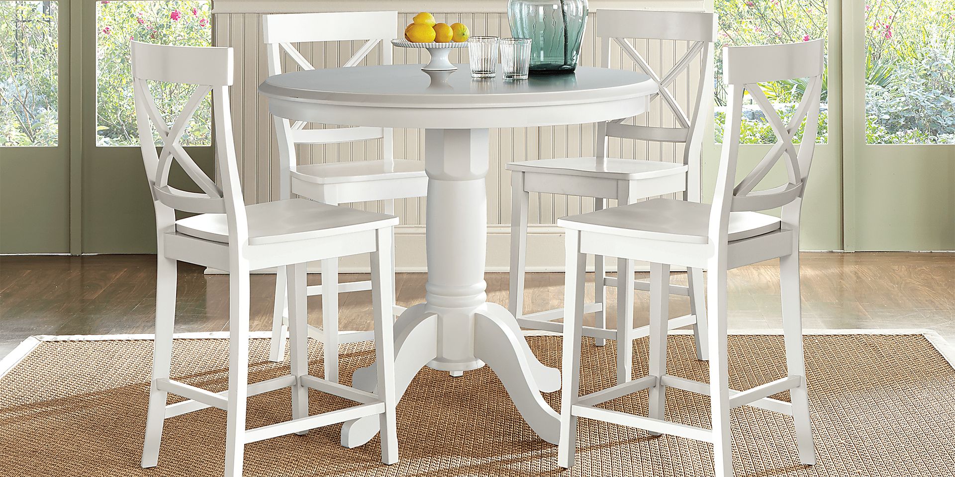 Brynwood White 5 Pc Counter Height Dining Set with White Stools - Image 1