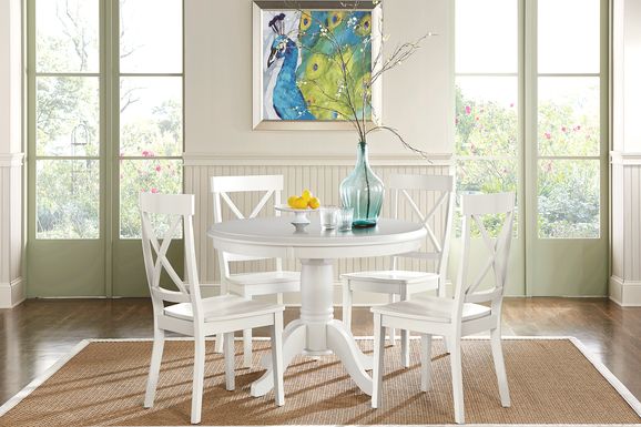Brynwood White 5 Pc Round Dining Set with White Chairs