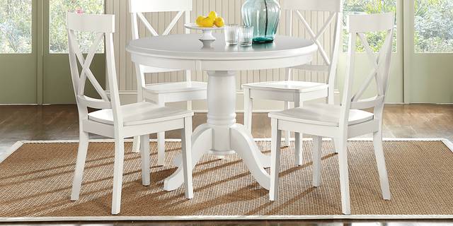 Brynwood White 5 Pc Round Dining Set with White Chairs - Thumbnail - Image 1